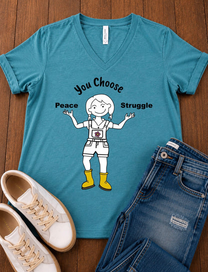 Ladies Vneck: Peace - Struggle