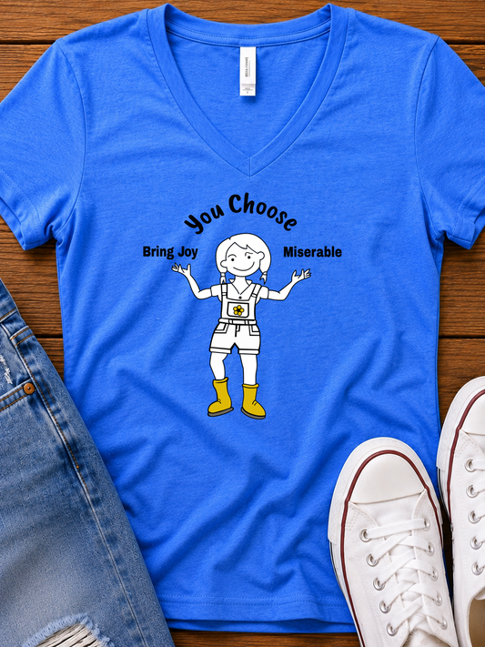 Ladies Vneck: Bring Joy - Miserable